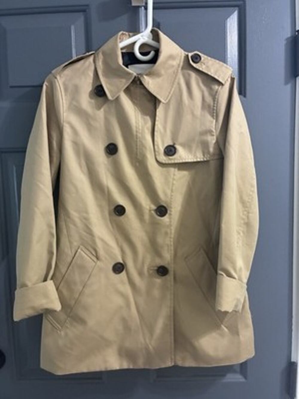 Coach The Trench Beige Double-Breasted Logo Women's Trench Coat XS